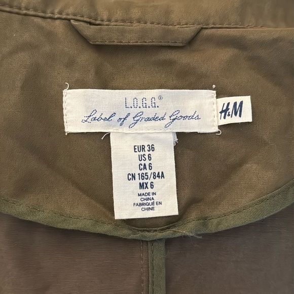 H&M Olive Green Utility Jacket - Size 6 - Picture 5 of 10